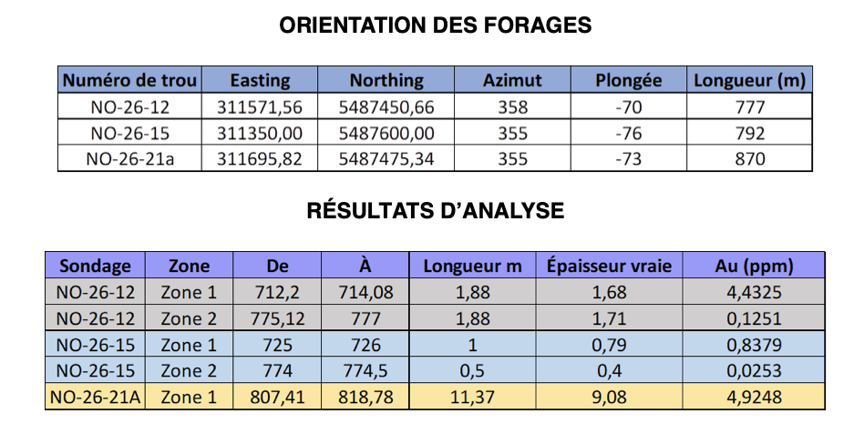 ORIENTATION DES FORAGES ET RESULTATS ANALYSE